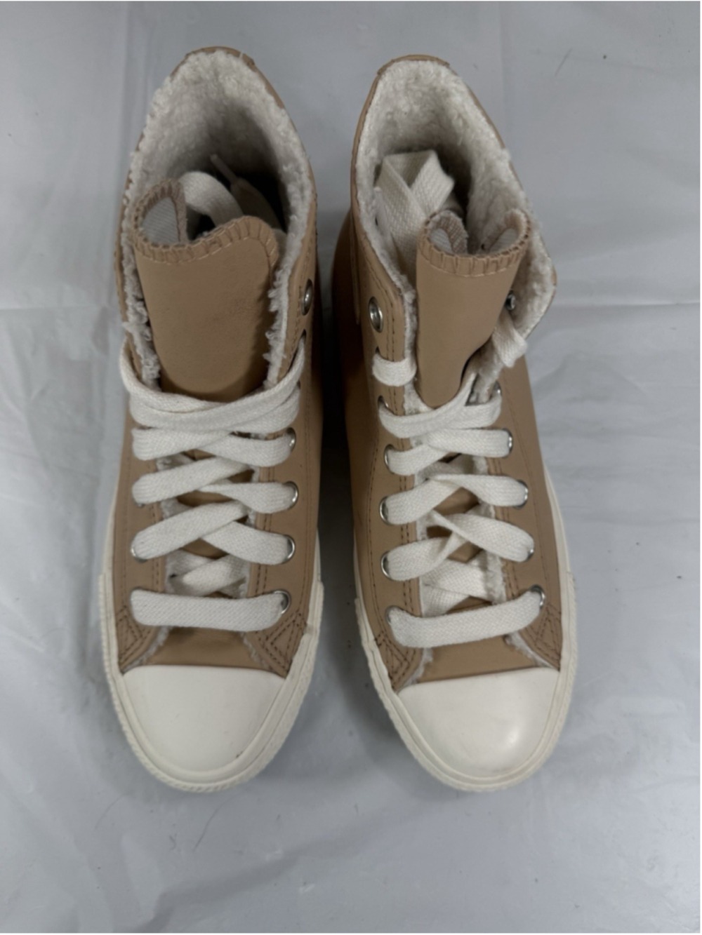 Converse Women's Chuck Taylor All Star Hi Leather A07945C Epic Dune/Egret Sz 7.5 - Picture 10 of 15